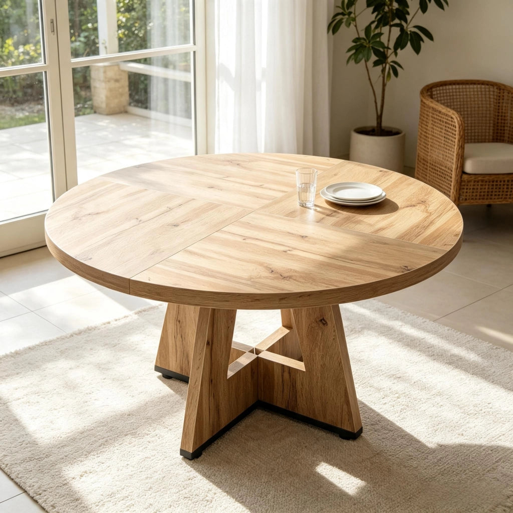 TAVOLO ROTONDO da pranzo 120 cm Legno naturale, solo tavolo