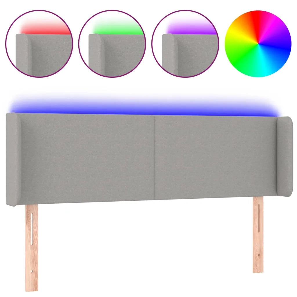 Testiera Grigio Chiaro a LED 147x16x78/88 cm in Tessuto cod mxl 42046