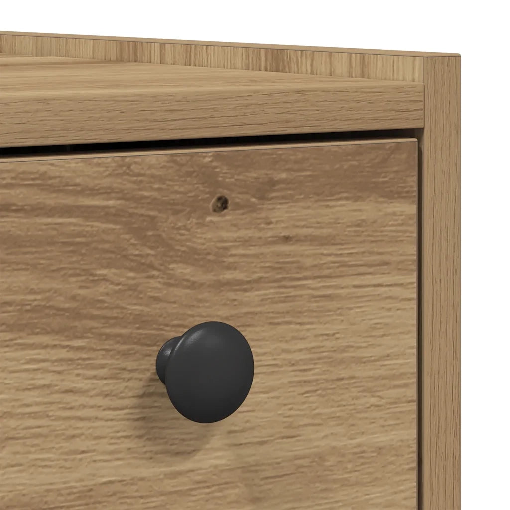 Mobile da Bagno Stretto con Ruote Rovere Artigianale Truciolato 855294