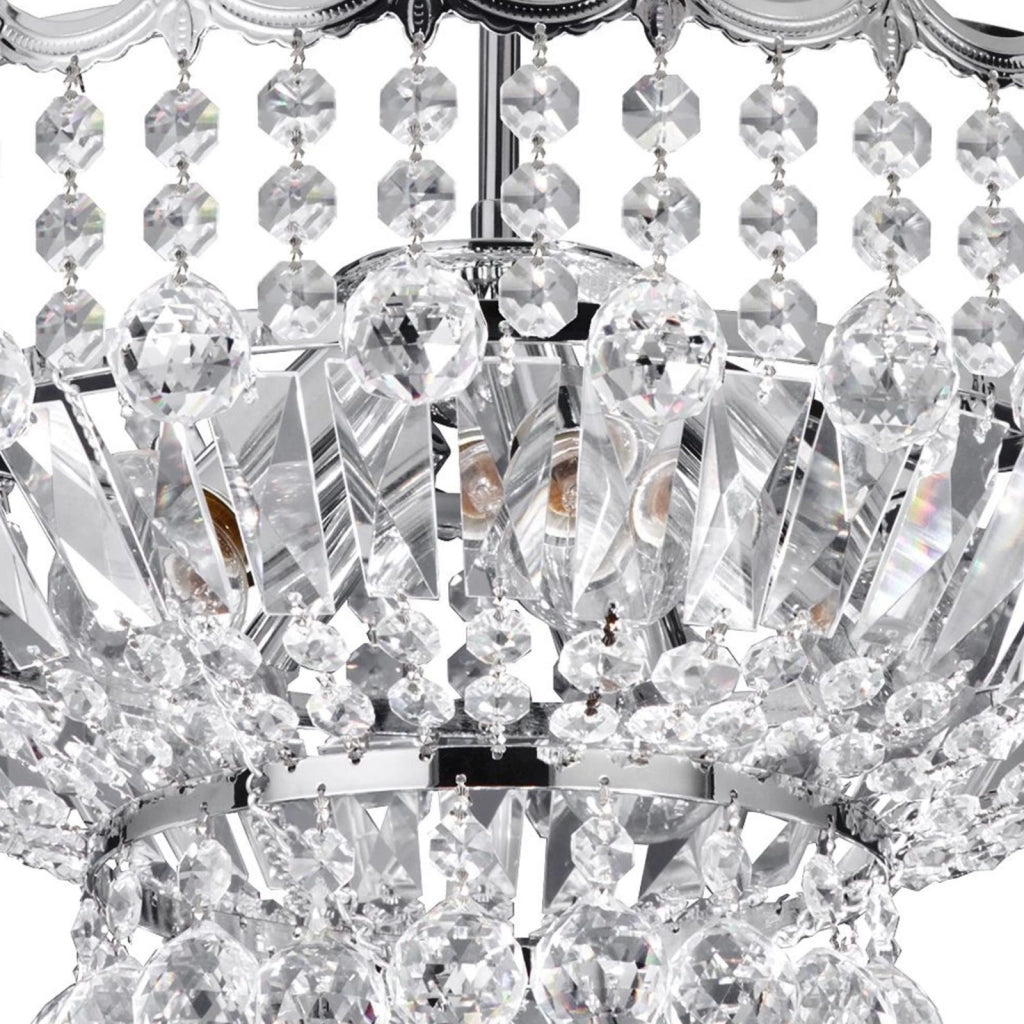 Lampadario semi-incassato Versailles 5Lt - Cromo e cristallo