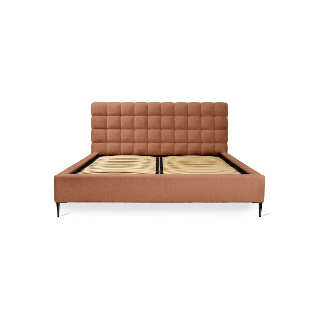Letto MILLIO – Terracotta – 180x200 cm – Tessuto bouclé in ciniglia – Rete inclusa – Comfort hotel 5 stelle