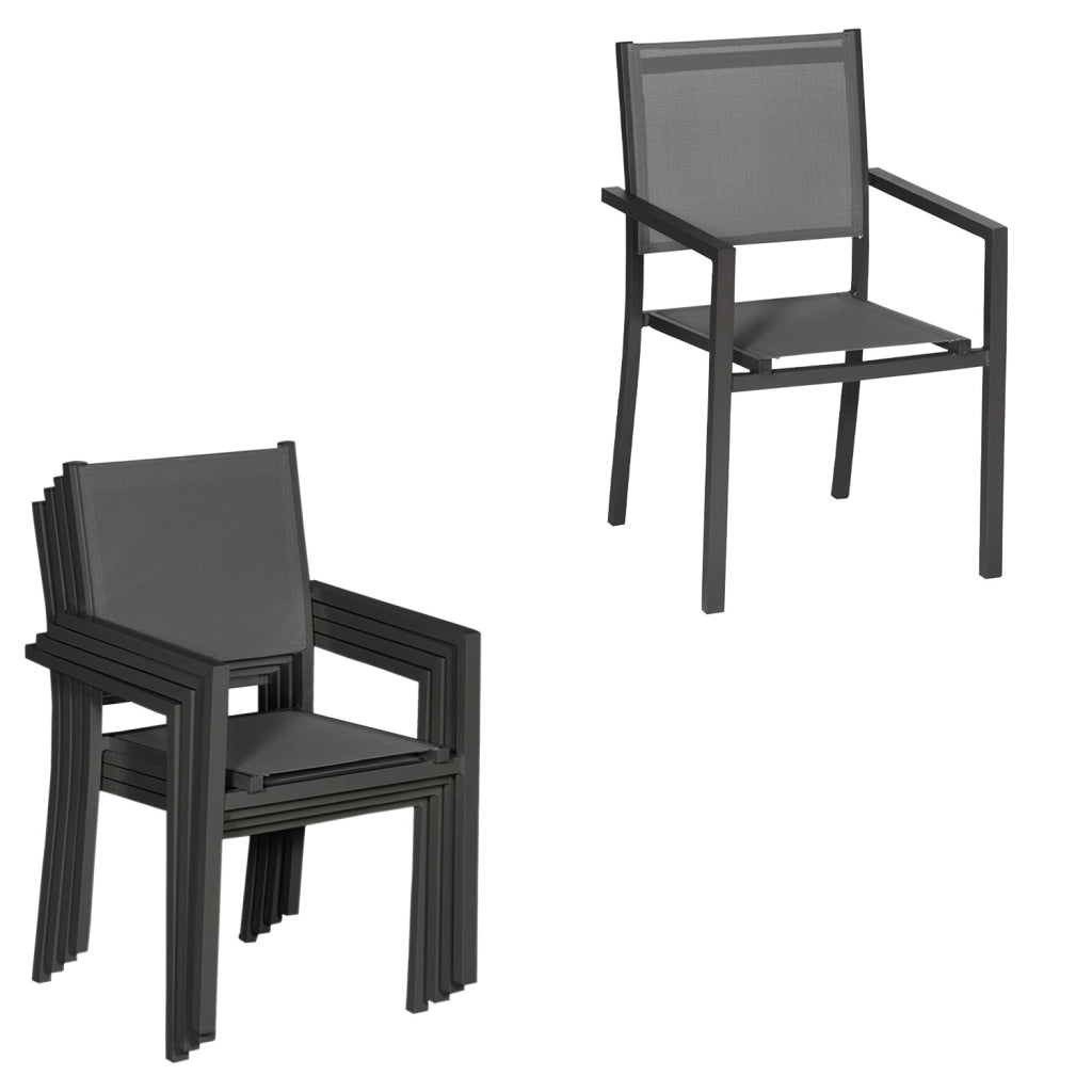 VENEZIASet di mobili da giardino allungabili 180/300 in textilene grigio 10 posti - alluminio antracite