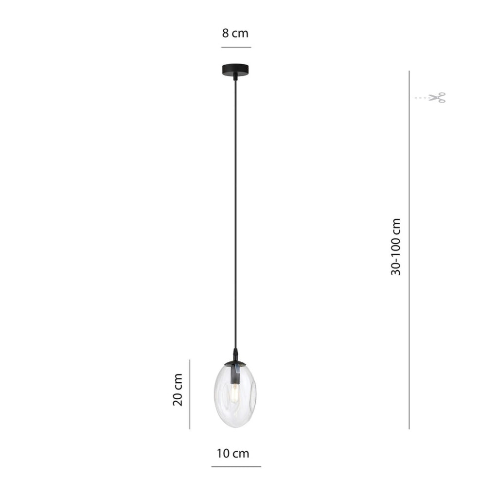 Lampada a sospensione Astral in acciaio nero e vetro