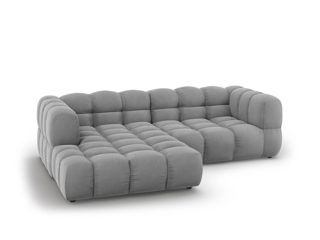 Cosmopolitan Design - Divano angolare modulare sinistro "Sky" 3 posti in velluto grigio chiaro 