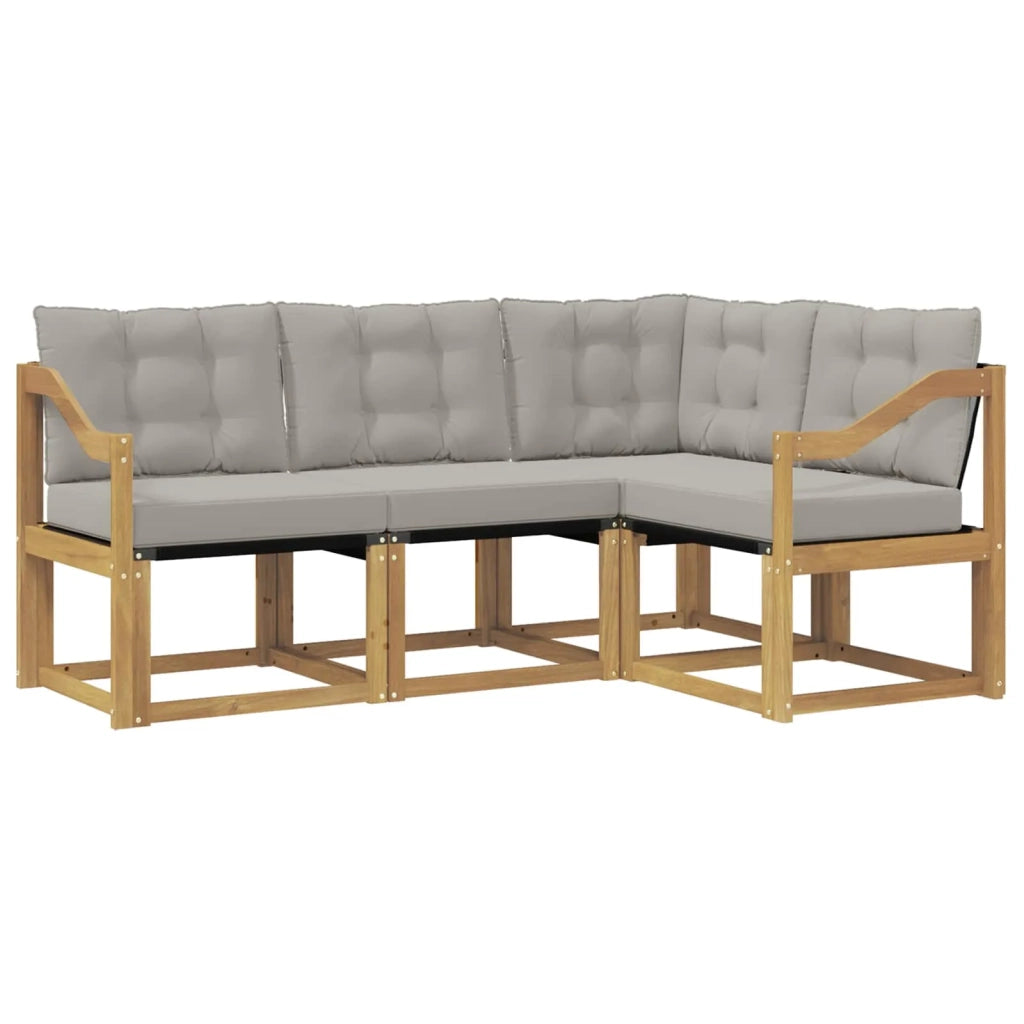 Set di divani da esterno 4 pcs Bianco e Grigio Chiaro