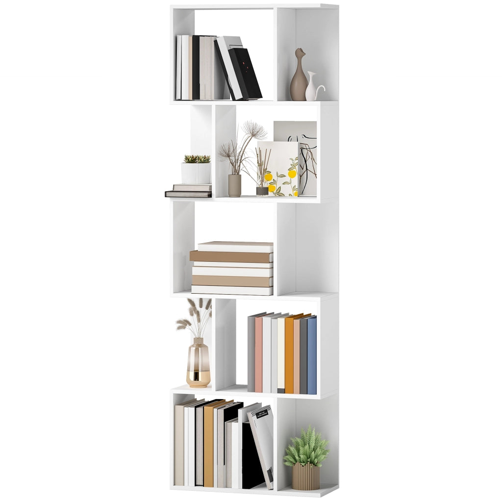 Libreria Scaffale 5 Livelli Scomparti Aperti ¨C Zephmum ¨C Bianco 60x24x184,5 cm