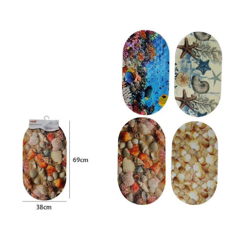 Trade Shop - Tappeto Tappetino Antiscivolo Arredo Bagno Tema Marino Conchiglie 38x69cm 59501 -