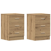 Set di 2 Comodini | Armadio da Notte | Mobiletto da notte Rovere Artigianale 38x35x55 cm Legno Multistrato