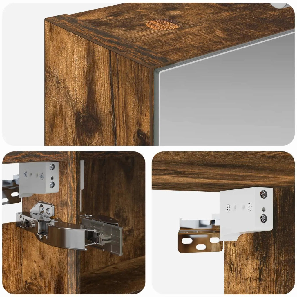 Mobiletto per specchio da bagno Rovere fumé 40 x 10,5 x 60,5 cm 889035