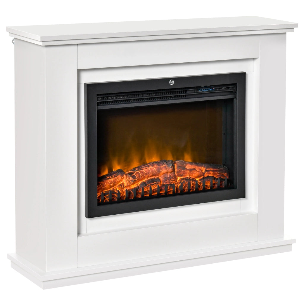 EASYCOMFORT  Camino Elettrico Effetto Fiamma Realistico con Cornice in Legno - Bianco