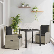 Set da Pranzo per Giardino 3 pcs Grigio chiaro polyrattan 3380974