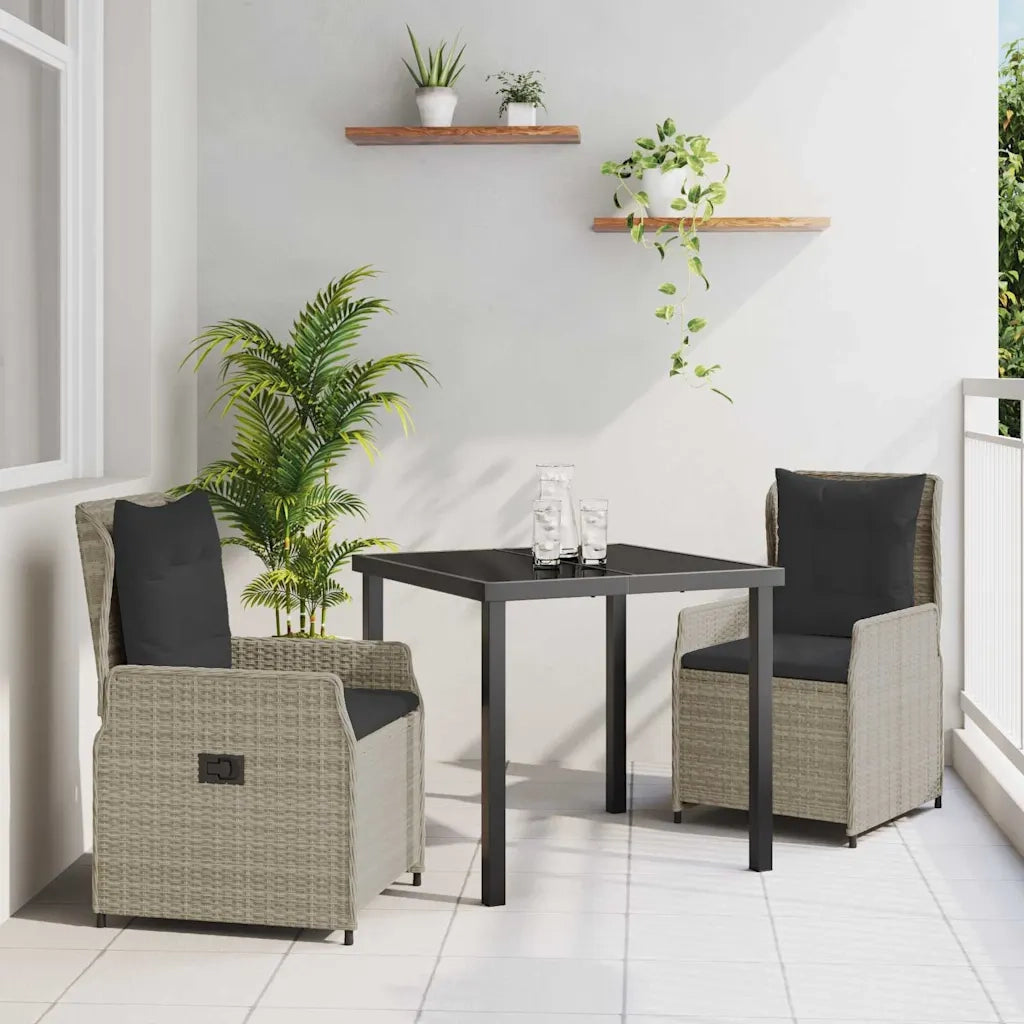 Set da Pranzo per Giardino 3 pcs Grigio chiaro polyrattan 3380974