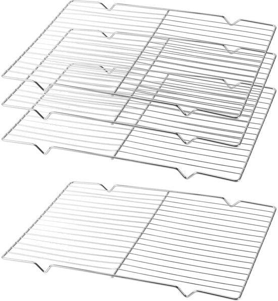Griglia per forno da 30 x 20 cm, 4 pezzi, in acciaio inox con piedini da 1 cm