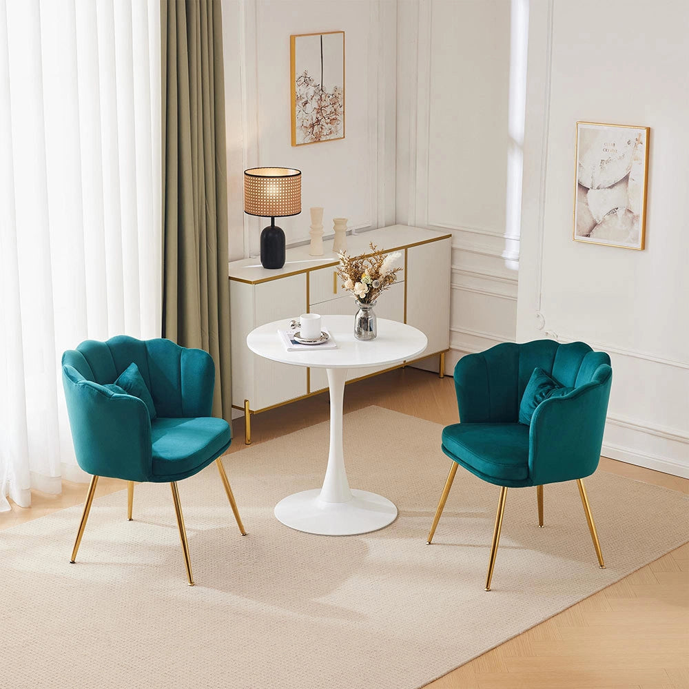 Fauteuils di sala moderni in velluto - Xylo - Schienale a petalo, piedi dorati, cuscini farfalla