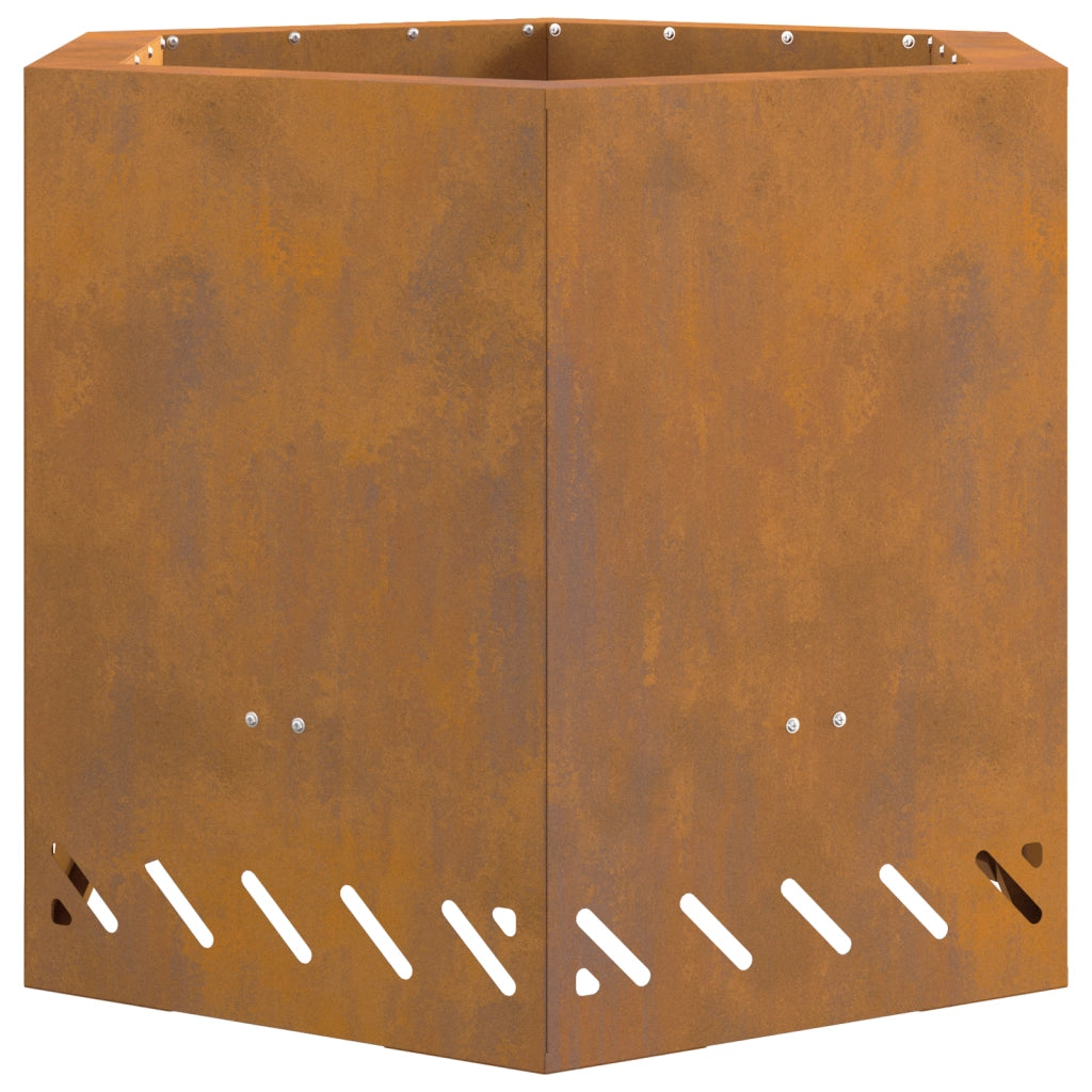 Caminetto senza fumi Esagonale 58x58x51 cm Acciaio invecchiato