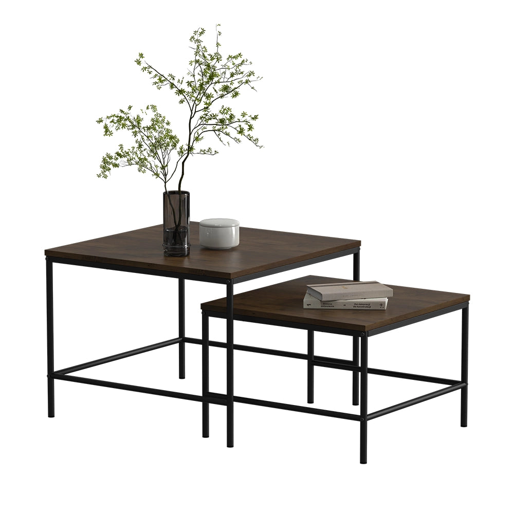 Vicco Tavolino da divano Rovere rustico/nero 60 x 60 cm 2 parti