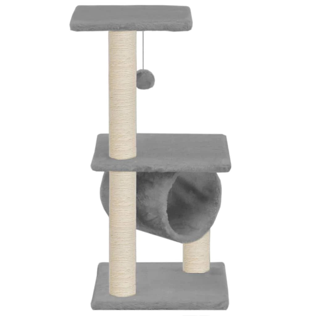 Tiragraffi albero per gatti cuccia per gatti peluche in sisal 65 cm grigio 3702276