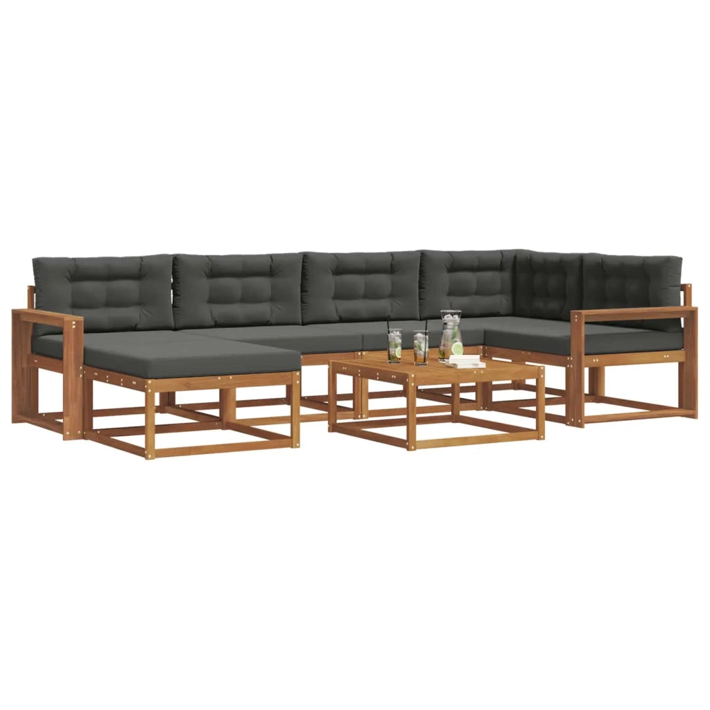 Set di divani da esterno con cuscino 7 pcs Naturale e Antracite 3367865