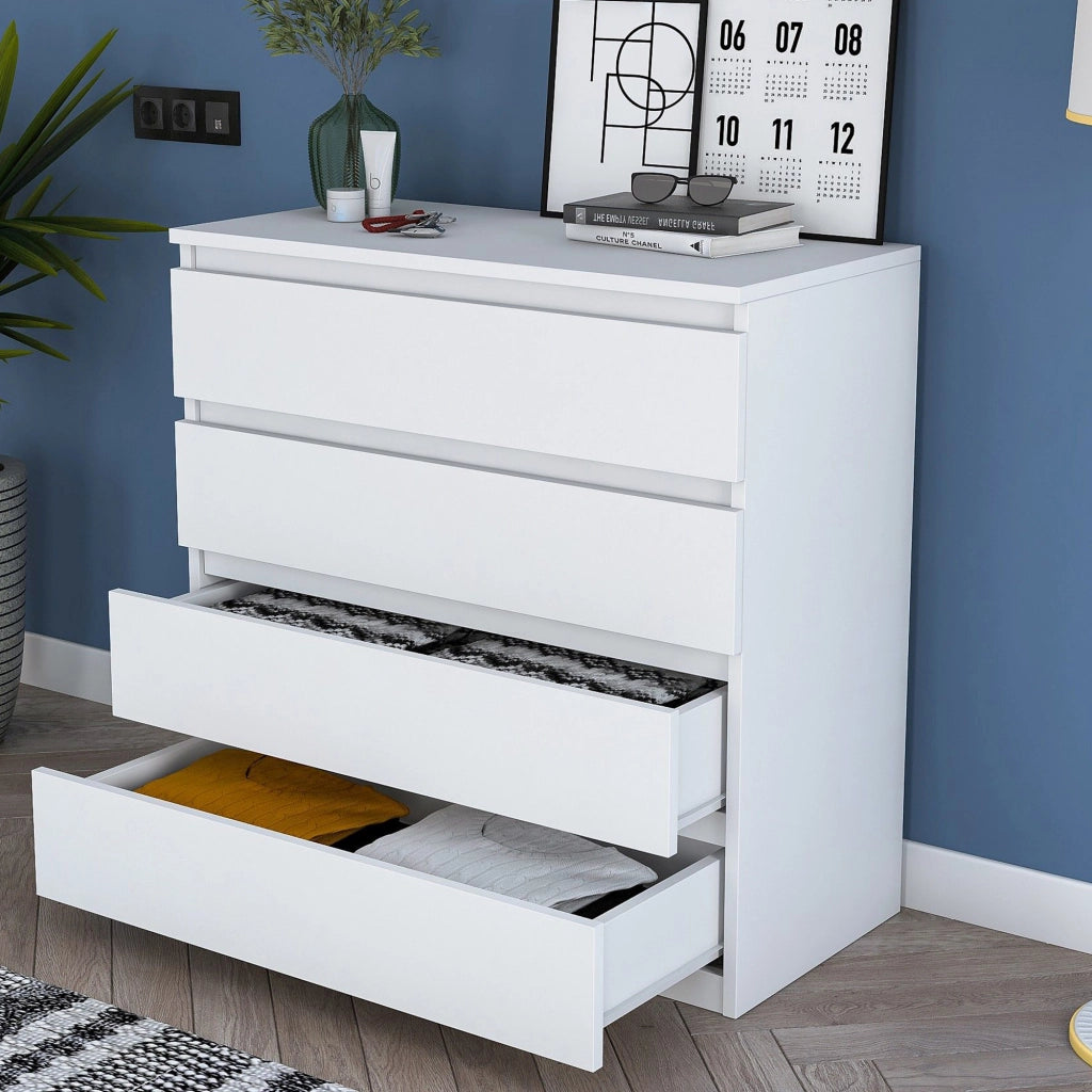 Gorle, Cassettiera 4 Cassetti, 80x47x98h cm Bianco