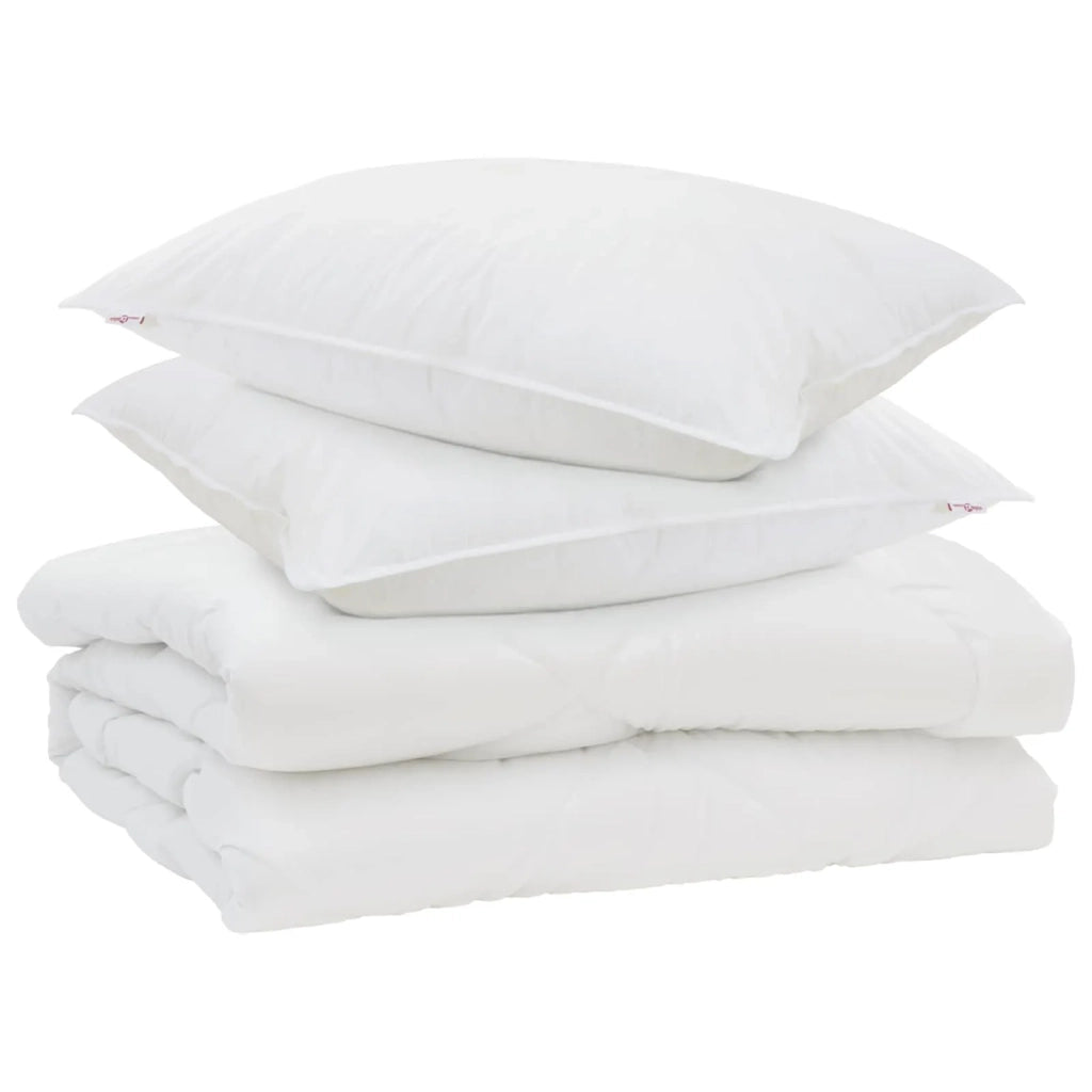 Piumone con cuscino 3 pcs Bianco Microfibra