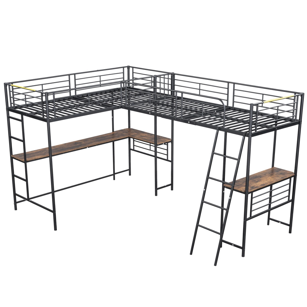 Letto a castello nero in MDF e metallo 90x200 cm