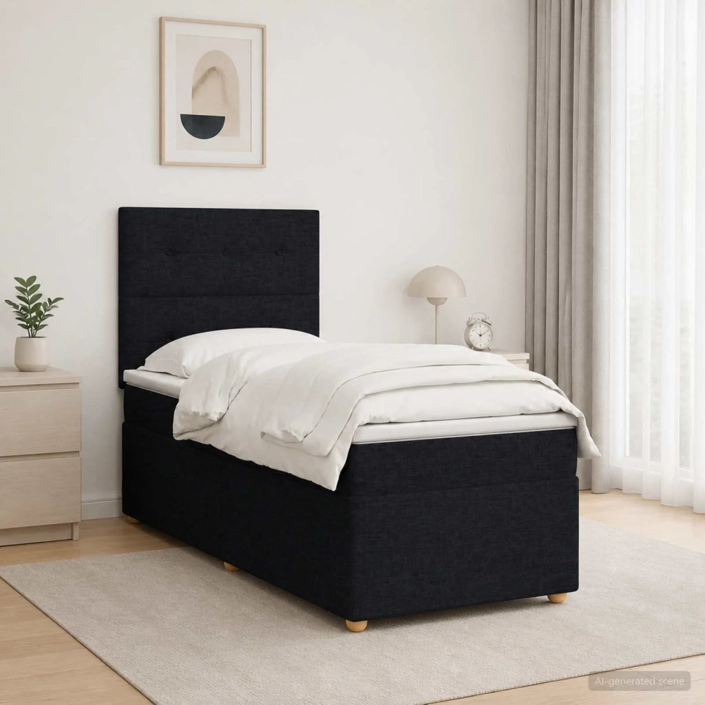 Letto box spring con materasso Nero 90 x 190 cm Tessuto 3455240