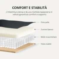 Divano 3 Posti Stile Chesterfield Trapuntato con Molle Insacchettate, Finta Pelle, 213x86x79 cm, Nero