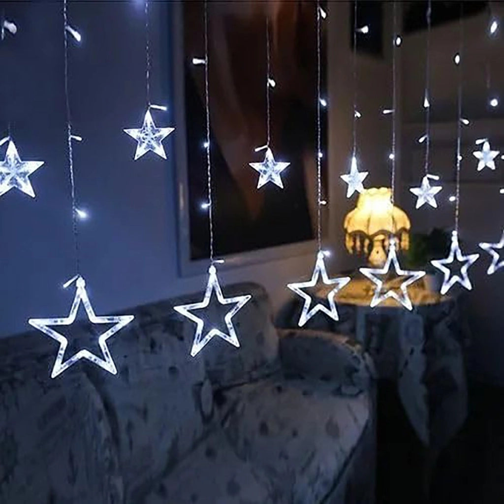 CATENA LUMINOSA STELLA LUCE BIANCO FREDDO STELLE LUCI LED NATALE FESTE ADDOBBI