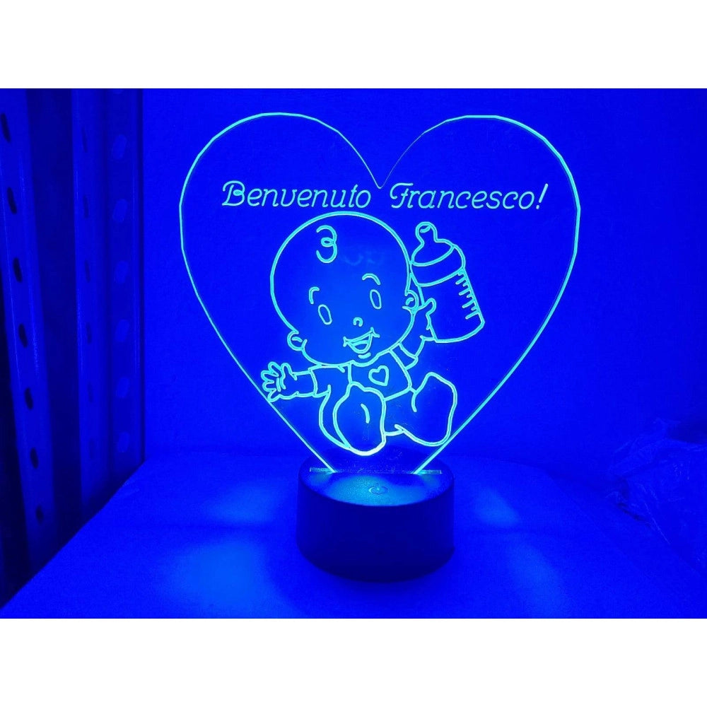 Trade Shop - Lampada A Led Rgb Acrilico Personalizzata Effetto 3d Telecomando Decorativa Casa -