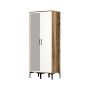 Guardaroba 2 ante Anfo, Mobile camera da letto, Cabina armadio portabiti, Armadio appendiabiti, 80x201h48 cm, Noce e Bianco