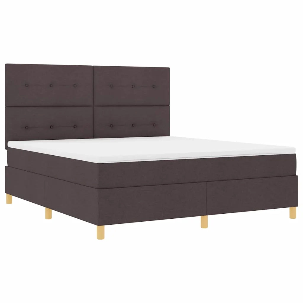 Letto a Sorgente LED Marrone Scuro 180 x 200 cm Tessuto 3343120