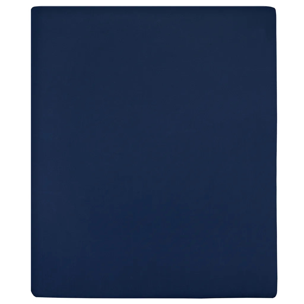Lenzuola con Angoli Jersey 2pz Blu Marino 160x200 cm Cotone cod mxl 65578