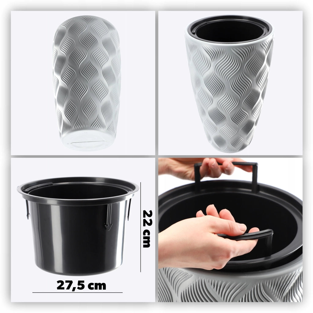 Vaso da fiori KADAX con inserto 58 cm, copertura per vaso da fiori in plastica alta