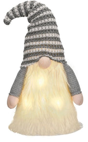 Decorazione di Natale con Topper di Abete - Gnoom Decorazione - Per una Natale Splendente - Grigio e Bianco - Con Illuminazione - Perfetto come Regalo - 42 cm