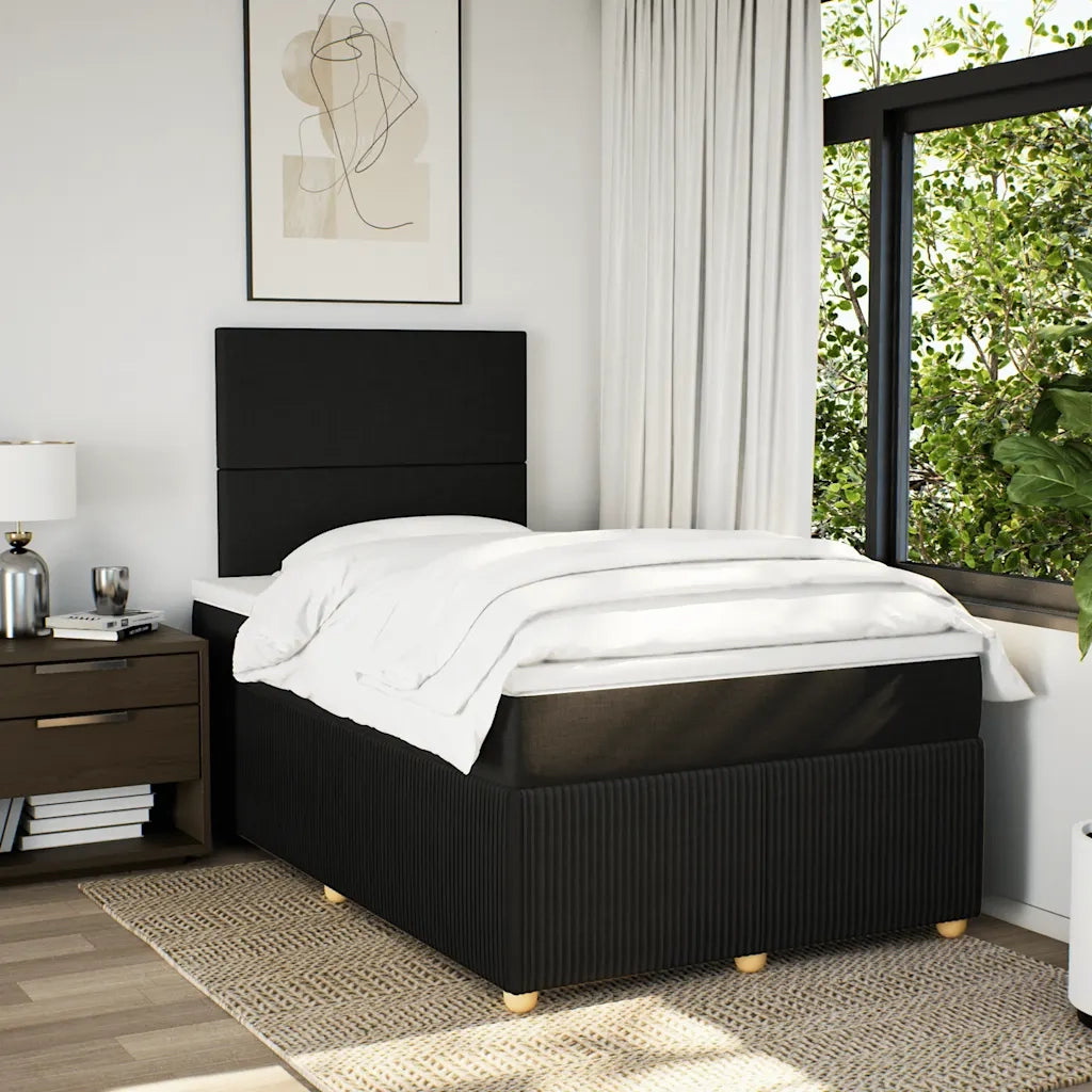 Giroletto a Molle con Materasso Nero 120x200 cm in Tessuto 3294318