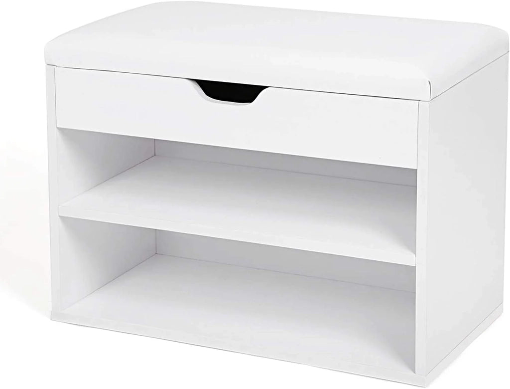 Panca scarpiera mobile da ingresso 60 x 30 x 44 cm capacità per 6 paia di scarpe bianco 12_0000214