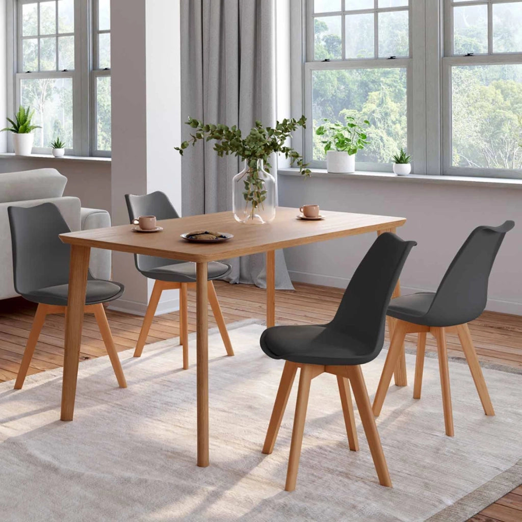 IDMarket - Set di 4 sedie da pranzo grigio scuro SARA