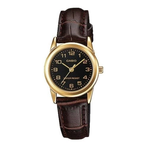 CASIO COLLECTION Mod. LADY 3H GOLD, LEATHER - BLACK