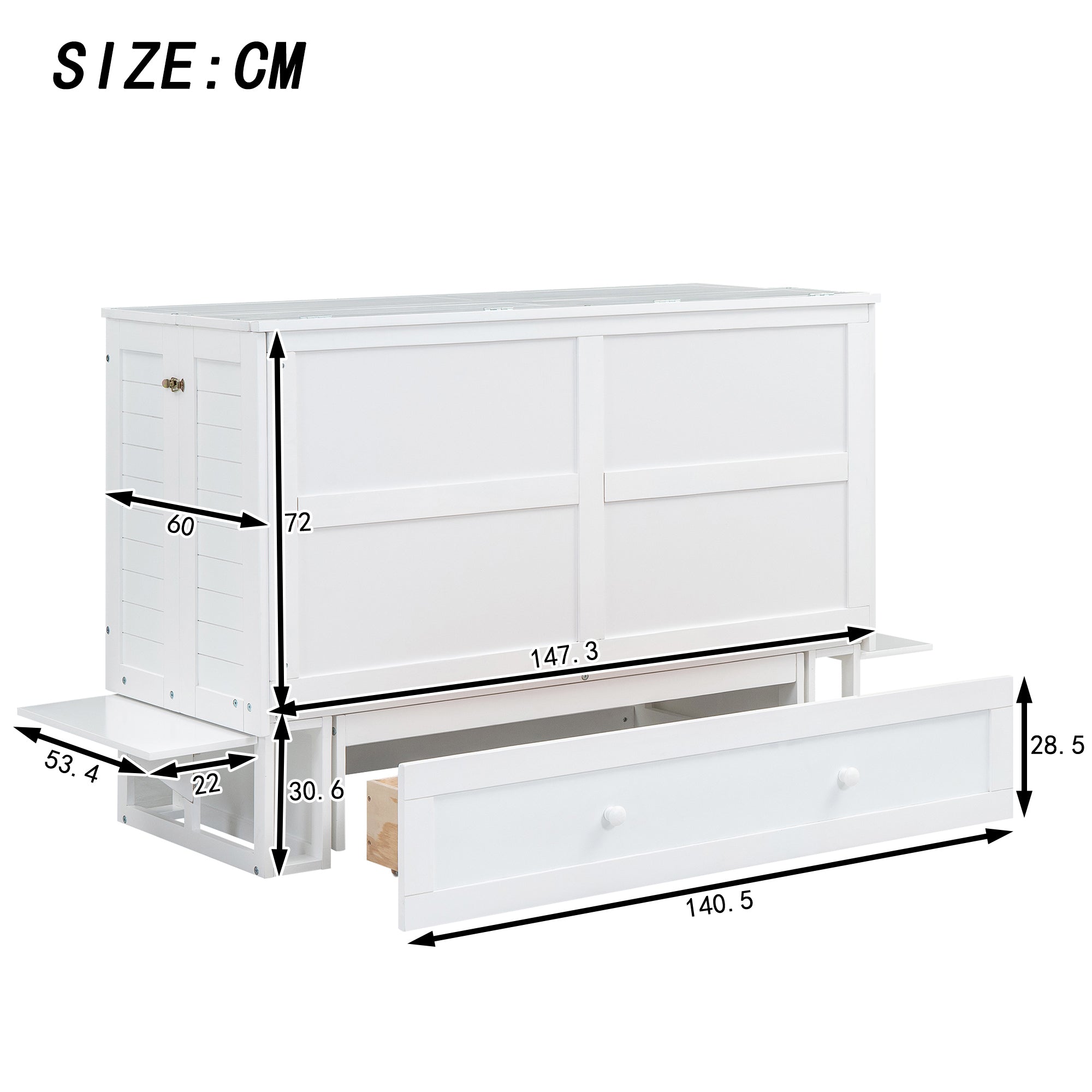 Letto a scomparsa con cassetti - Xylo - 140x200 cm - Bianco