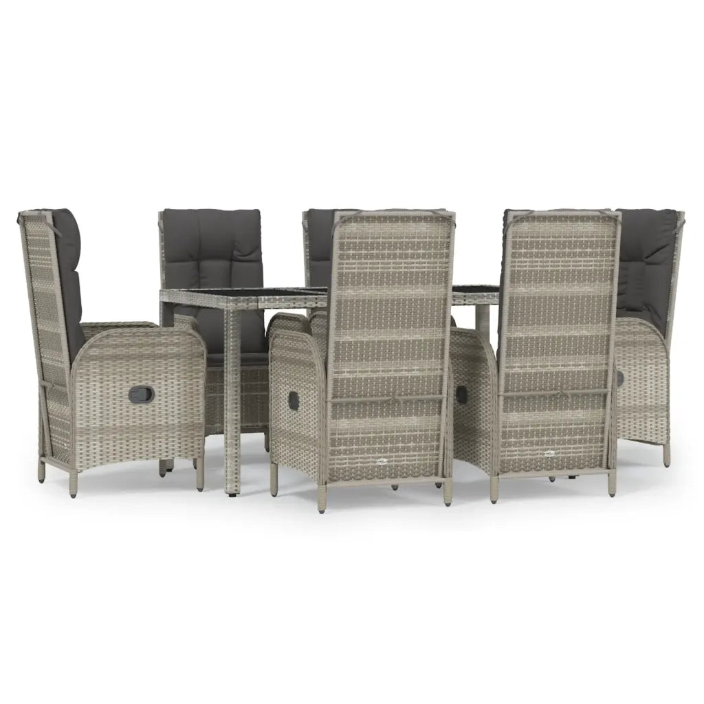 Set da Pranzo da Giardino 7 pz con Cuscini in Polyrattan Grigiocod mxl 124375
