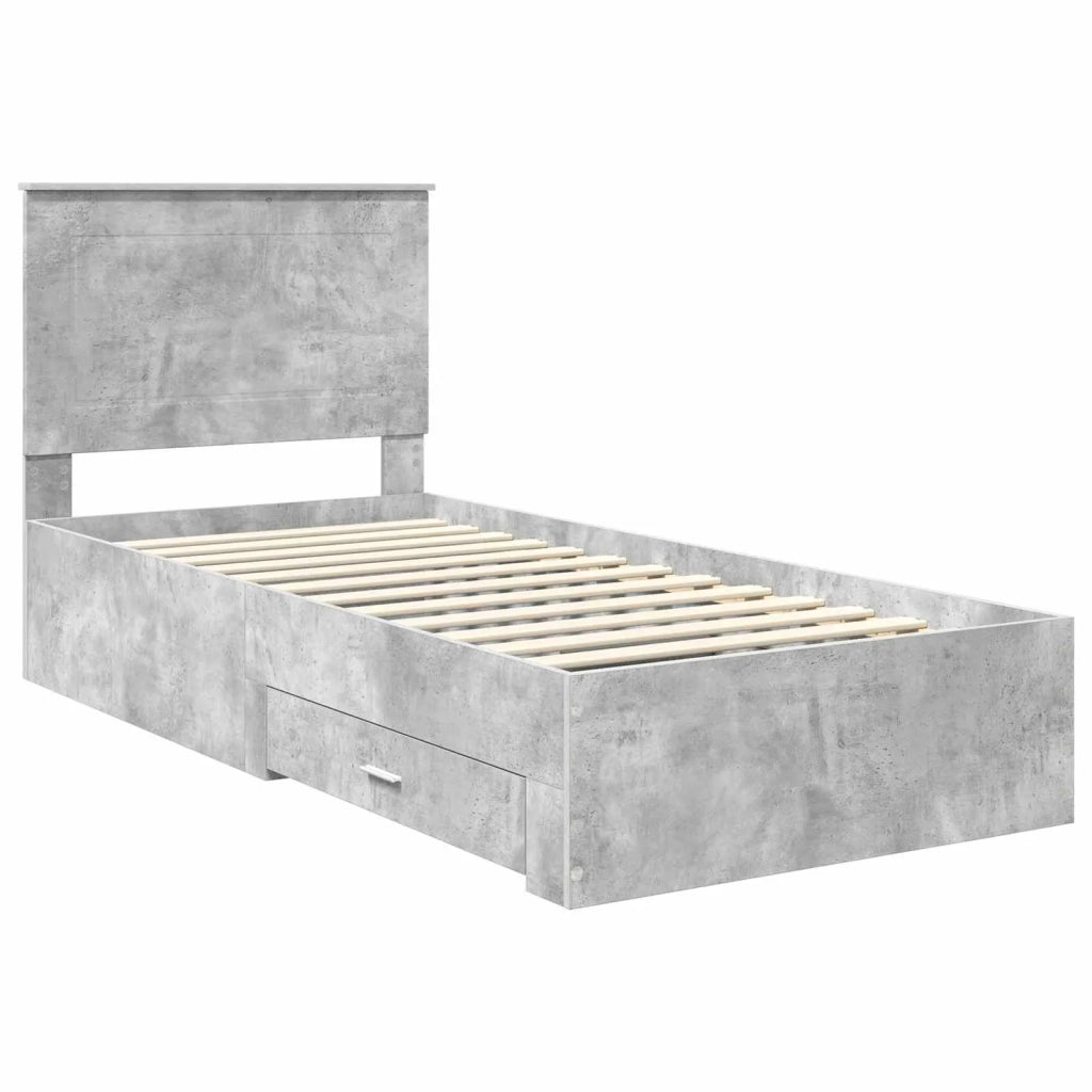 Struttura del letto con testiera Grigio cemento 90 x 200 cm