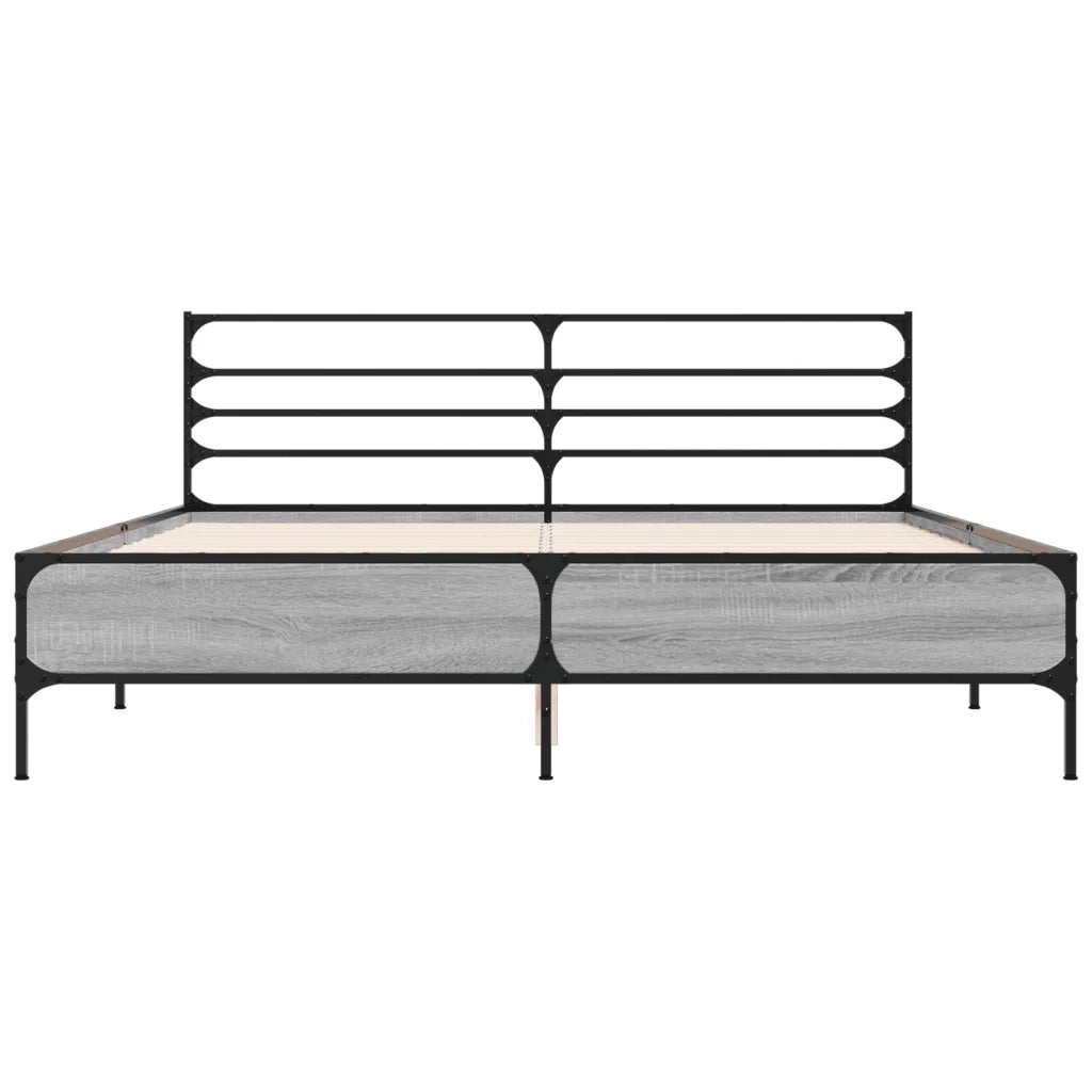 Giroletto Grigio Sonoma 160x200 cm in Legno Multistrato Metallo