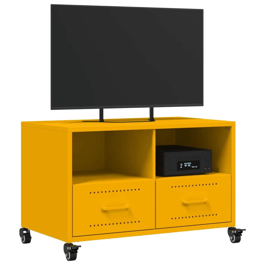 Mobile TV Giallo Senape 68x39x43,5cm Acciaio Laminato a Freddo 846701