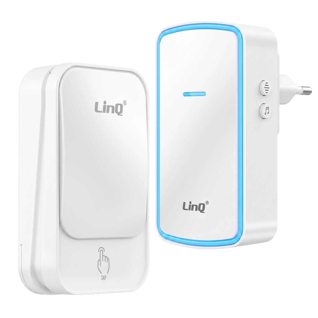 Campanello senza Fili per Casa con Suoneria alla Presa Portata 150m e LED Bianco LinQ