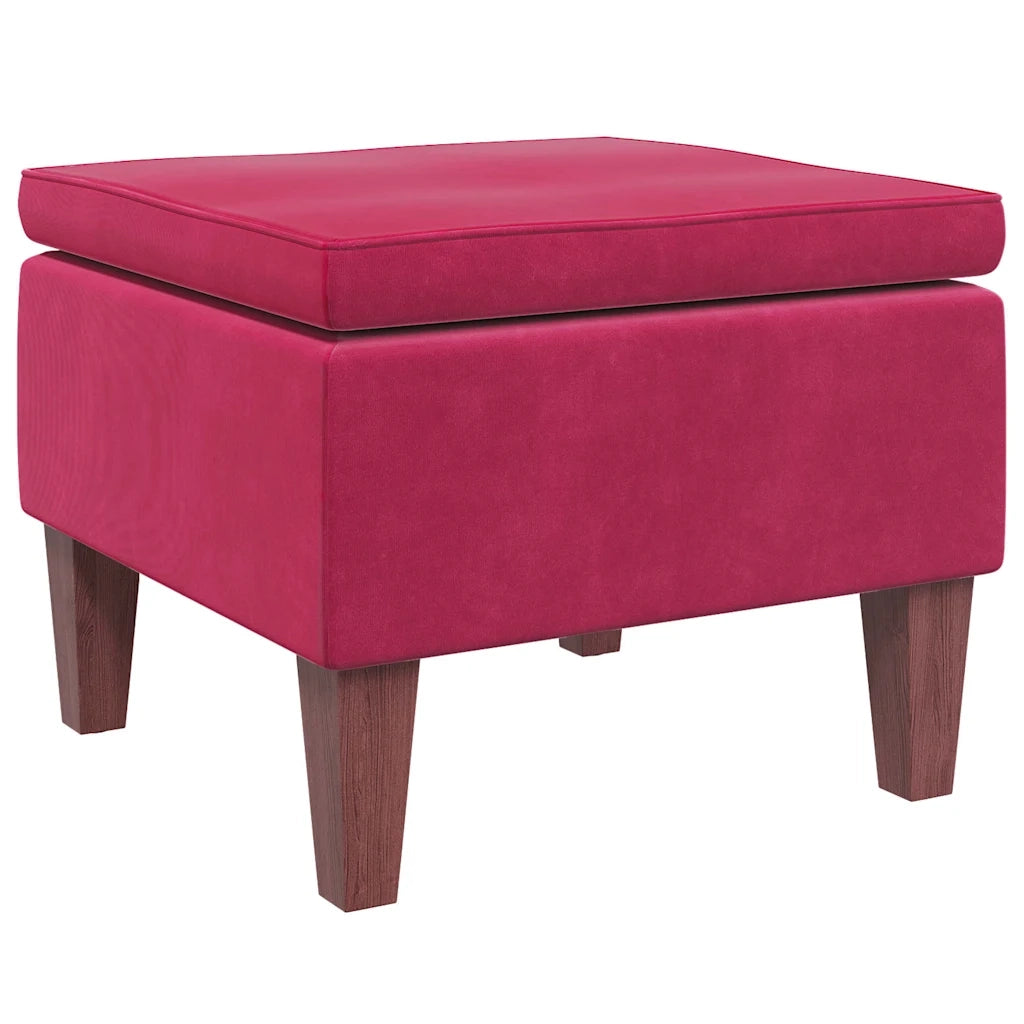 Poggiapiedi con Gambe in Legno Rosso Vino in Velluto cod mxl 48354