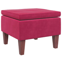 Poggiapiedi con Gambe in Legno Rosso Vino in Velluto cod mxl 48354