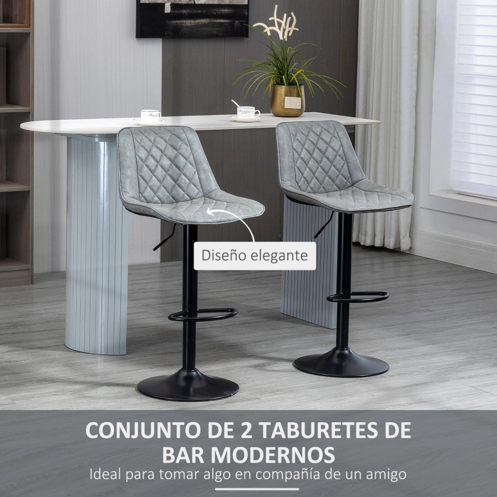 Set di 2 sgabelli da bar girevoli altezza regolabile ¨C zephmum ¨C grigio similpelle 86-106 cm
