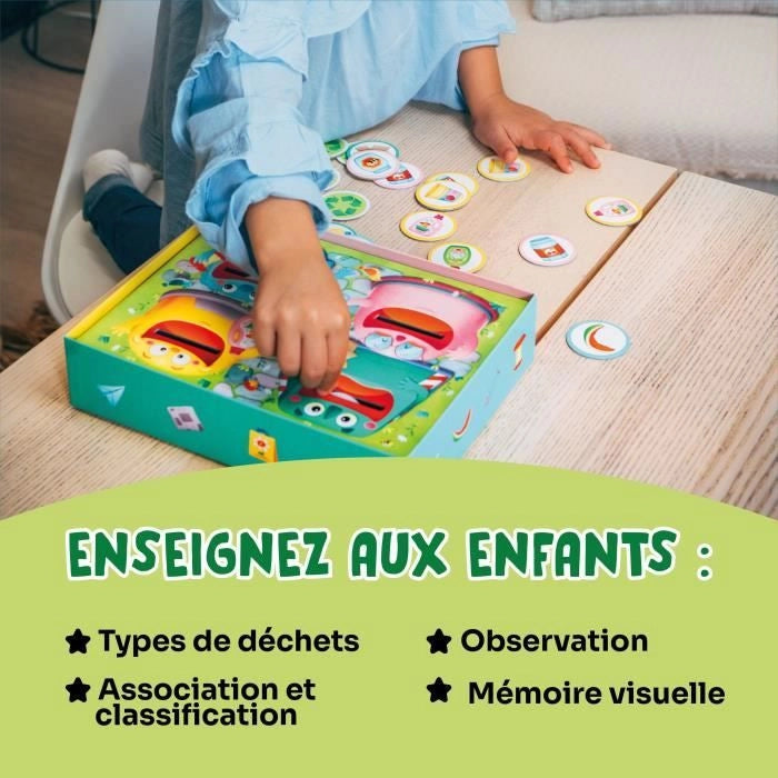 Giochi educativi - GEOMAG - Hungry Bins - Raccolta differenziata - Imparare a conoscere i rifiuti - Associazione per colore
