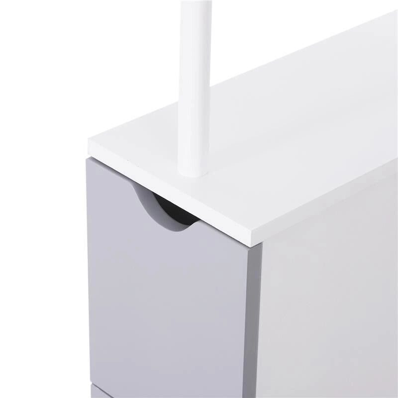 MOBILETTO A COLONNA DA BAGNO SALVASPAZIO 15X33X136 CM IN LEGNO BIANCO E GRIGIO