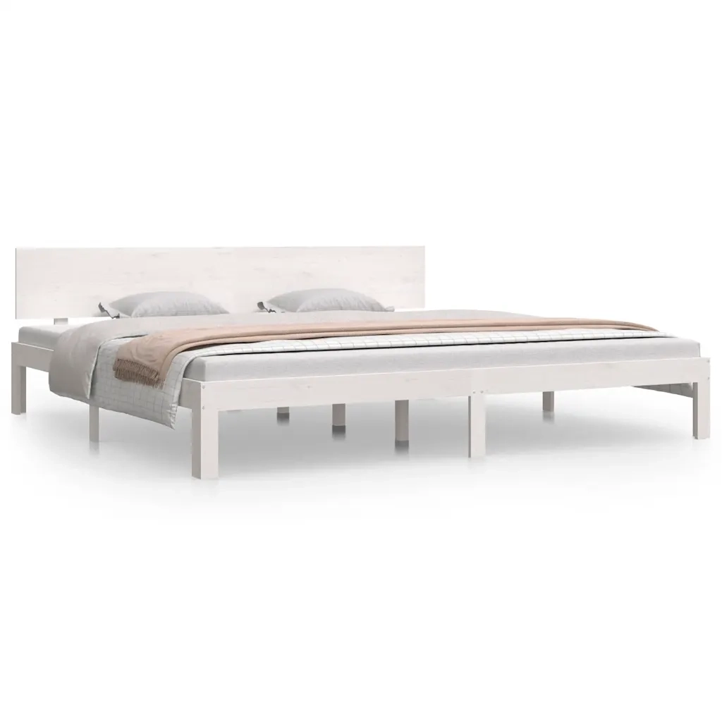 Giroletto-Struttura Letto Bianco in Legno Massello di Pino 200x200 cm 135790
